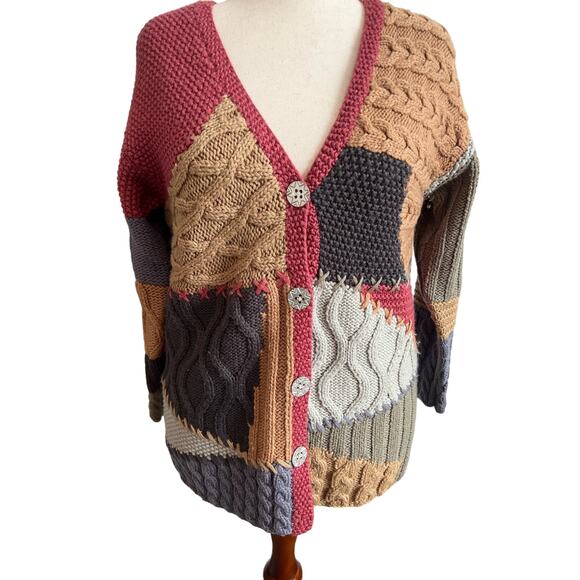 Vintage Marisa Canvas Chunky Knit Wool Cardigan Medium - Picture 1 of 9